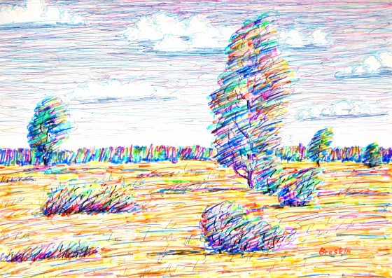 Картина в смешанной технике Солнечный ветер