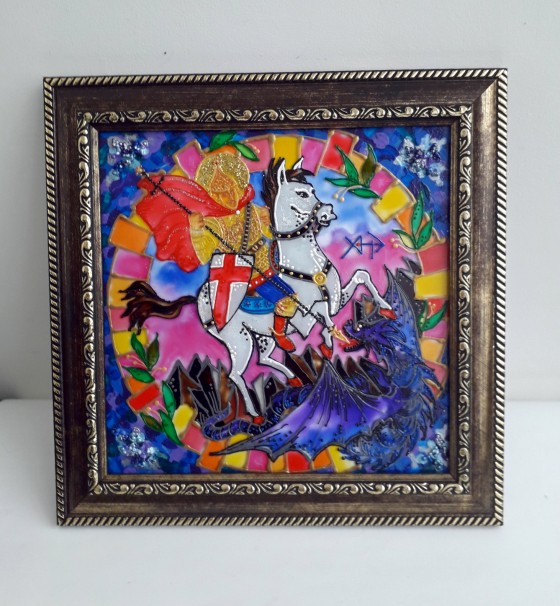 Картина в смешанной технике «Георгий Победоносец побеждает зло»  