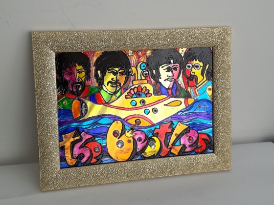 Картина в смешанной технике "The Beatles. Желтая субмарина"  