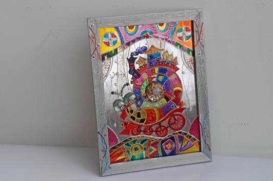 Картина в смешанной технике Витражная картина "Улитко-Мобилле" 