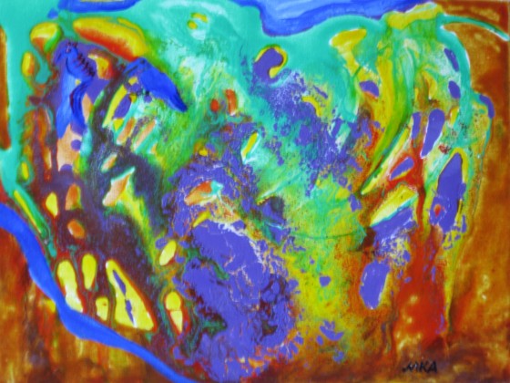 Картина акрилом " Пожар в джунглях "