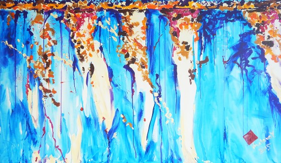 Картина акрилом Лес на рассвете или Три грации