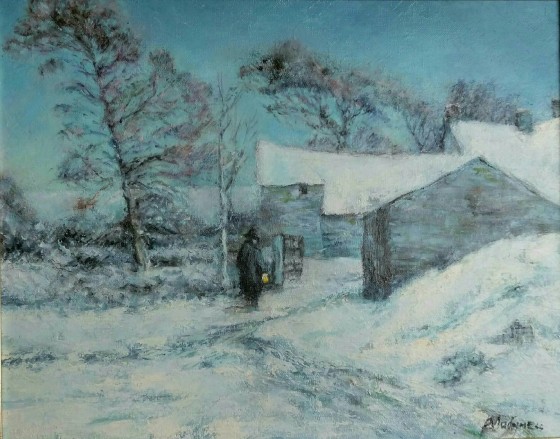 Картина маслом Март. Сумерки