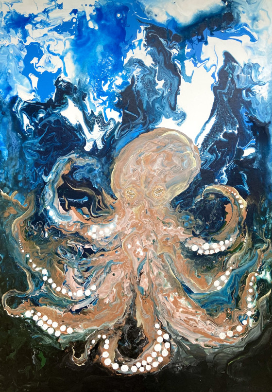 Картина акрилом Осьминог