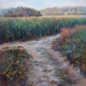 Картина пастелью Дорога в поле