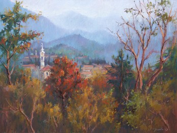 Картина пастелью Бергамо. Октябрь.