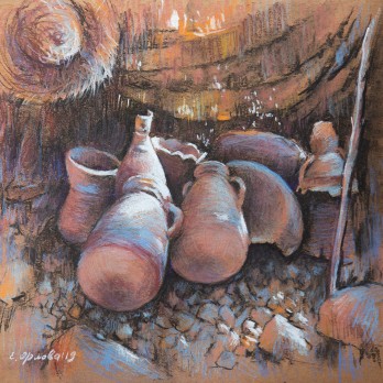 Картина пастелью Где-то в пустыне Египта