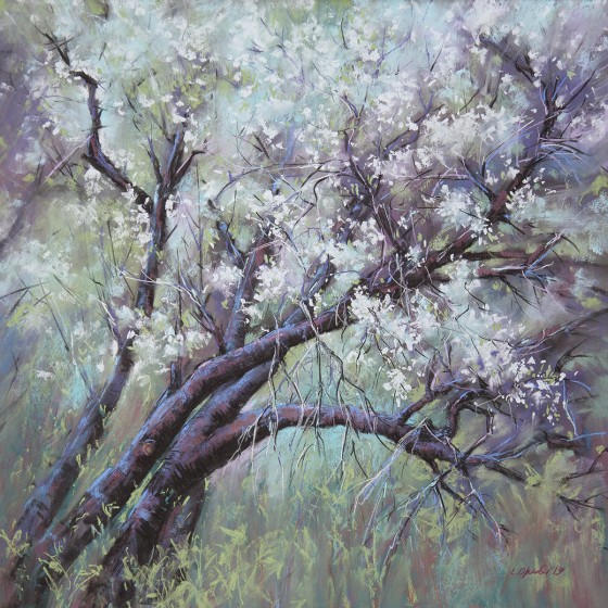 Картина пастелью Цветение вишни