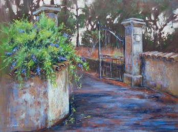 Картина пастелью Старые ворота