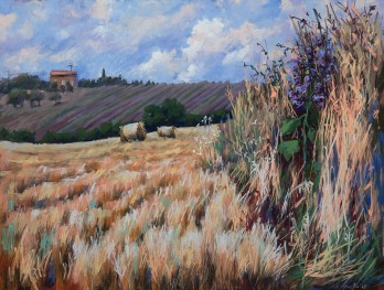 Картина пастелью Лавандовые дали. Прованс