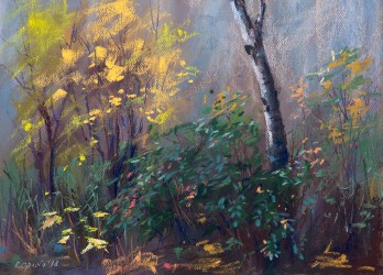 Картина пастелью Тихий двор