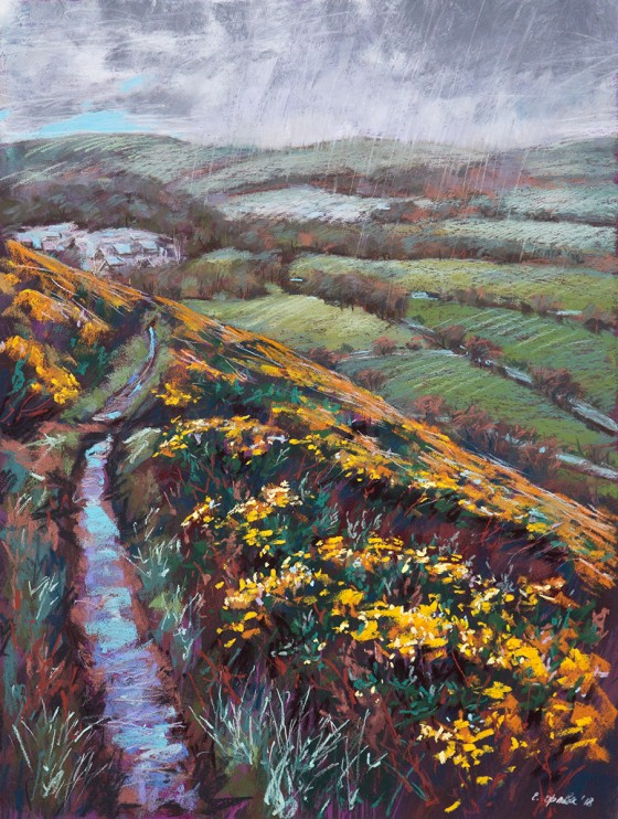 Картина пастелью Сквозь дождь