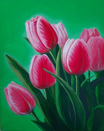 Картина акрилом Весенние тюльпаны