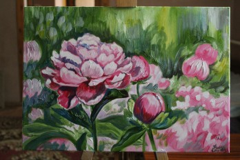 Картина маслом Пион