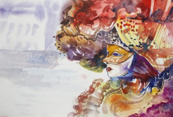 Картина акварелью Венецианская маска