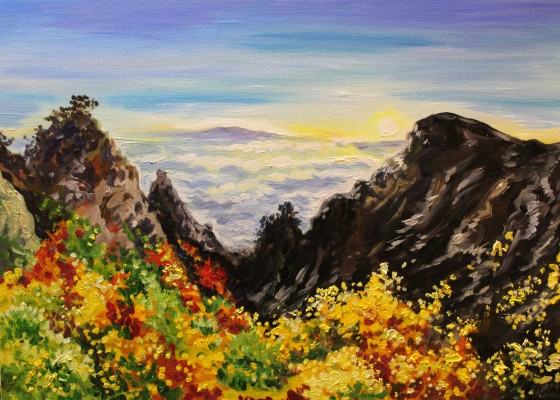 Картина маслом Горы. Пейзаж