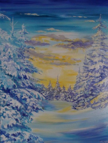 Картина маслом Зима