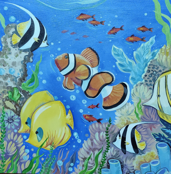 Картина маслом Подводный мир