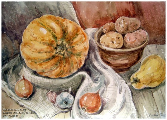 Картина акварелью Овочевий натюрморт