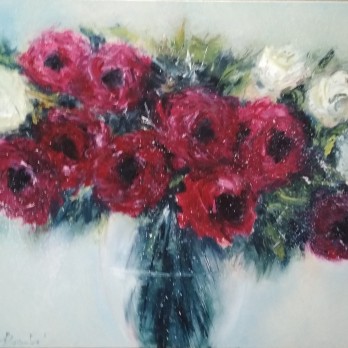 Картина маслом Винтажный букет в вазе