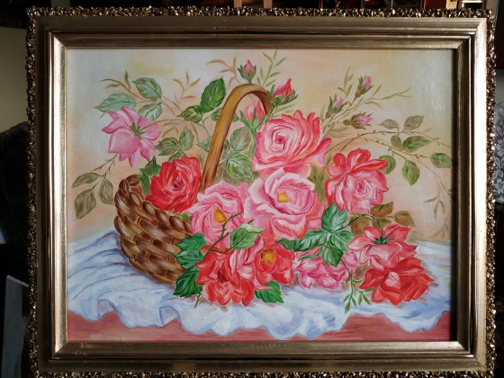 Картина маслом Троянди