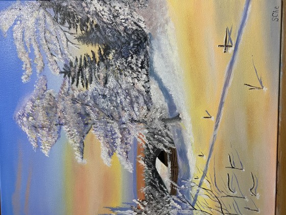 Картина маслом Зимний закат