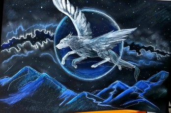 Картина в смешанной технике Симург