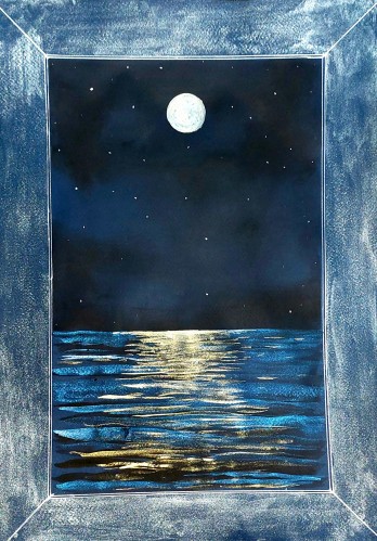 Картина в смешанной технике Тихая ночь