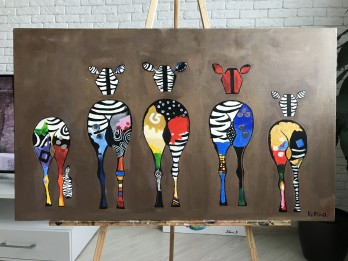 Картина акрилом Зебры 