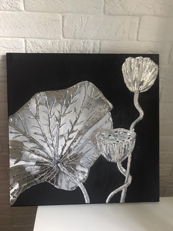 Картина акрилом кувшинки