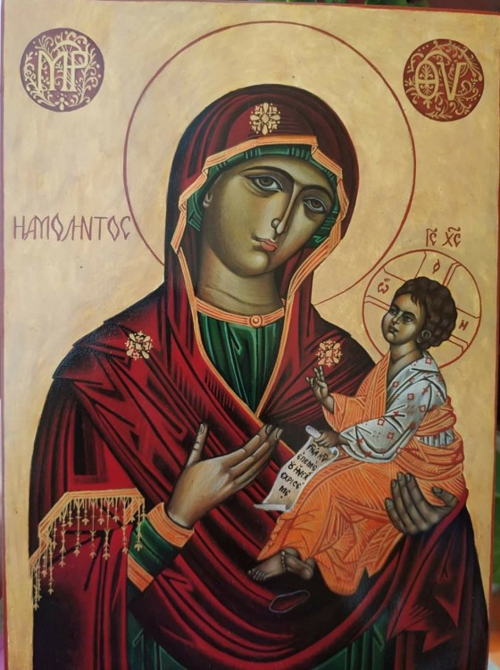 Картина в смешанной технике Богородица Одигитрия