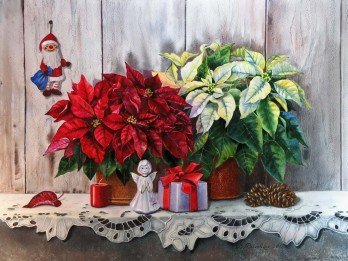 Картина акварелью Рождественский натюрморт 2