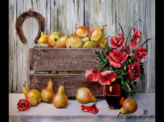 Картина акварелью Ароматные груши