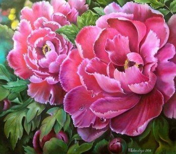 Картина маслом Роскошные пионы