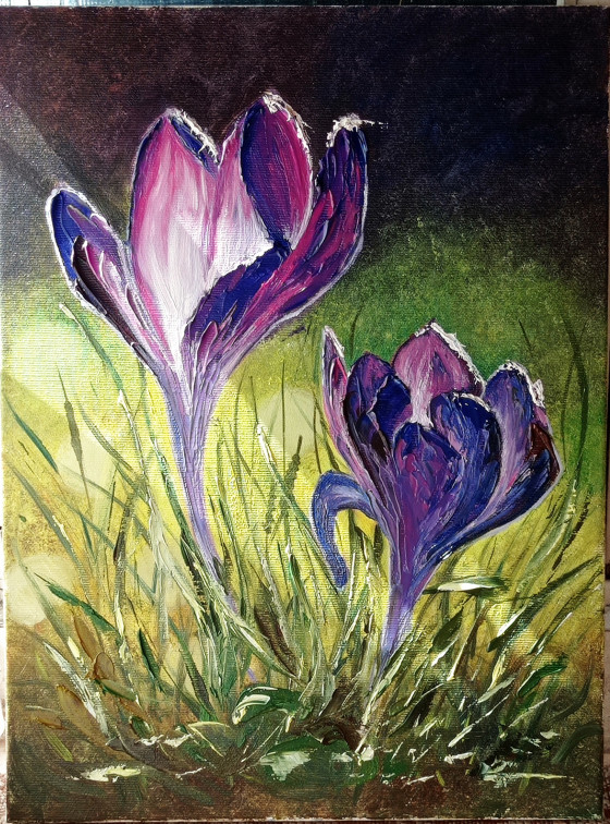 Картина маслом Крокусы