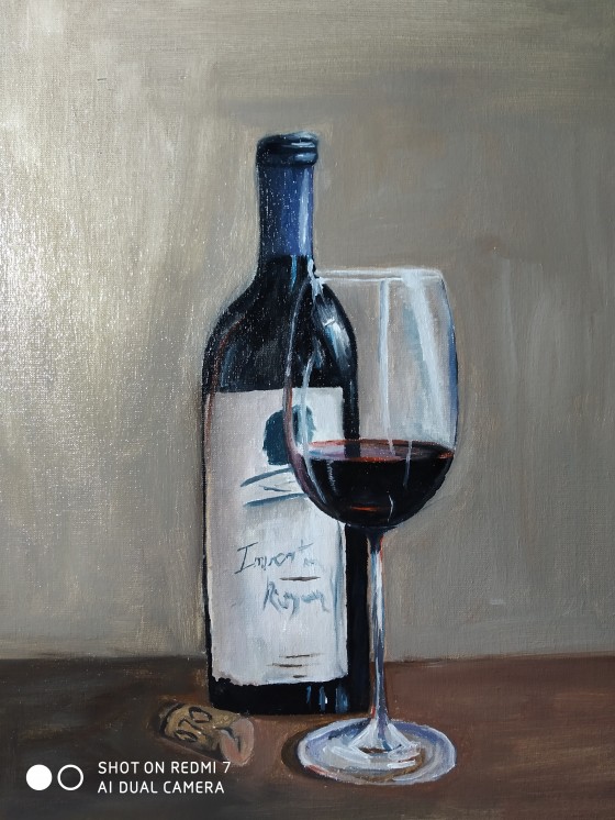 Картина маслом Бутылка вина