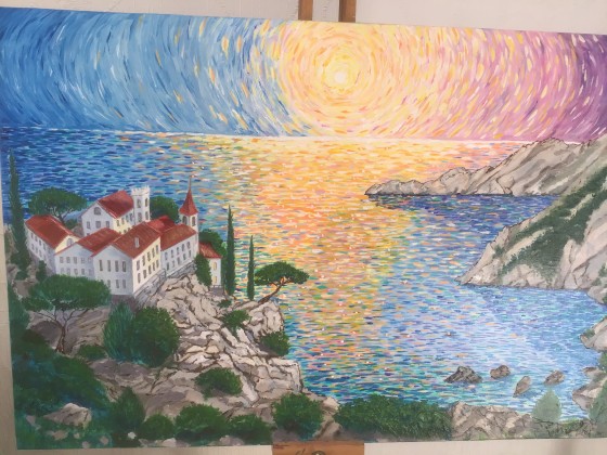 Картина акрилом Морской пейзаж Солнечный залив