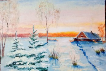 Картина маслом Морозное утро