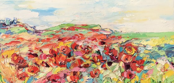 Картина маслом Маковое поле