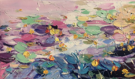 Картина маслом Кувшинки на рассвете