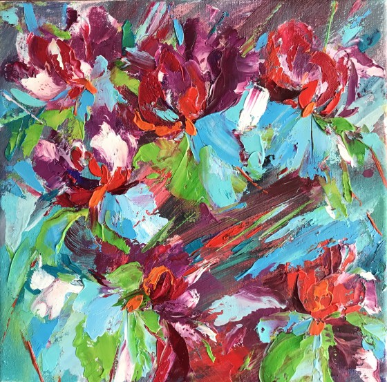 Картина маслом Поле ирисов