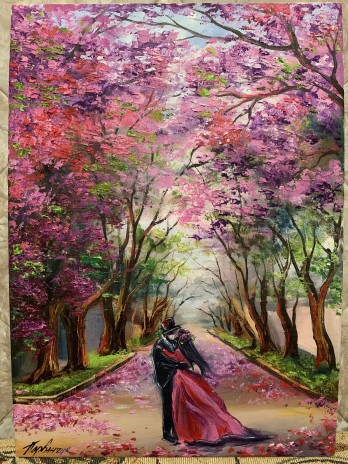 Картина маслом Квітучий сад