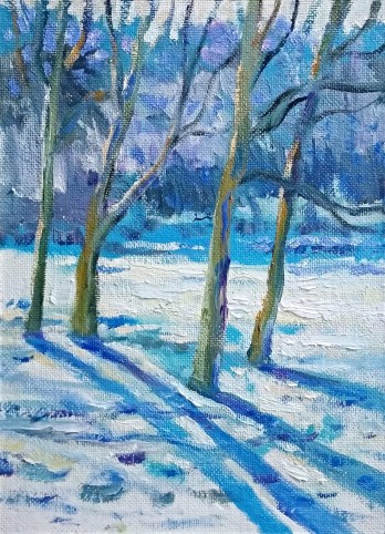 Картина маслом Февральский этюд,Голосеево.2021