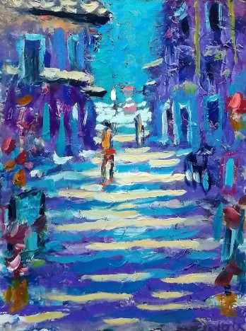 Картина маслом Эллинские улочки.2021