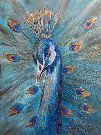 Картина в смешанной технике Павлин