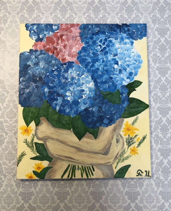 Картина акрилом Гортензія