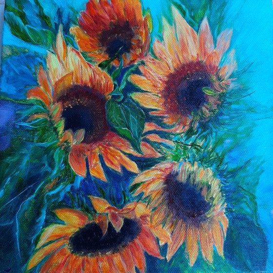Картина маслом Подсолнухи 