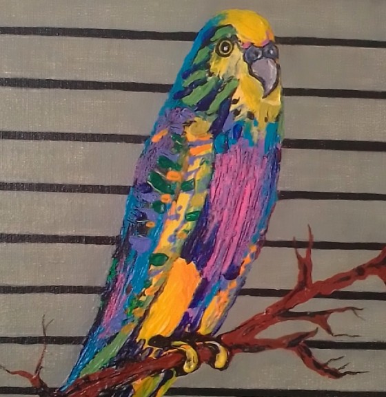 Картина акрилом "Папуга"