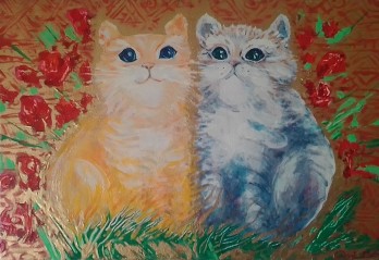 Картина маслом "Котики"