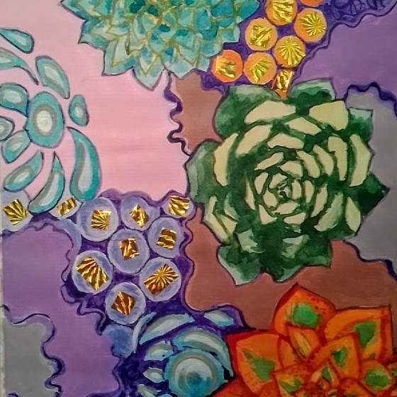 Картина в смешанной технике "Кам'яна роза"